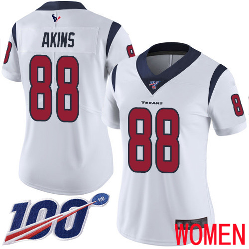 Houston Texans Limited White Women Jordan Akins Road Jersey NFL Football #88 100th Season Vapor Untouchable->youth nfl jersey->Youth Jersey